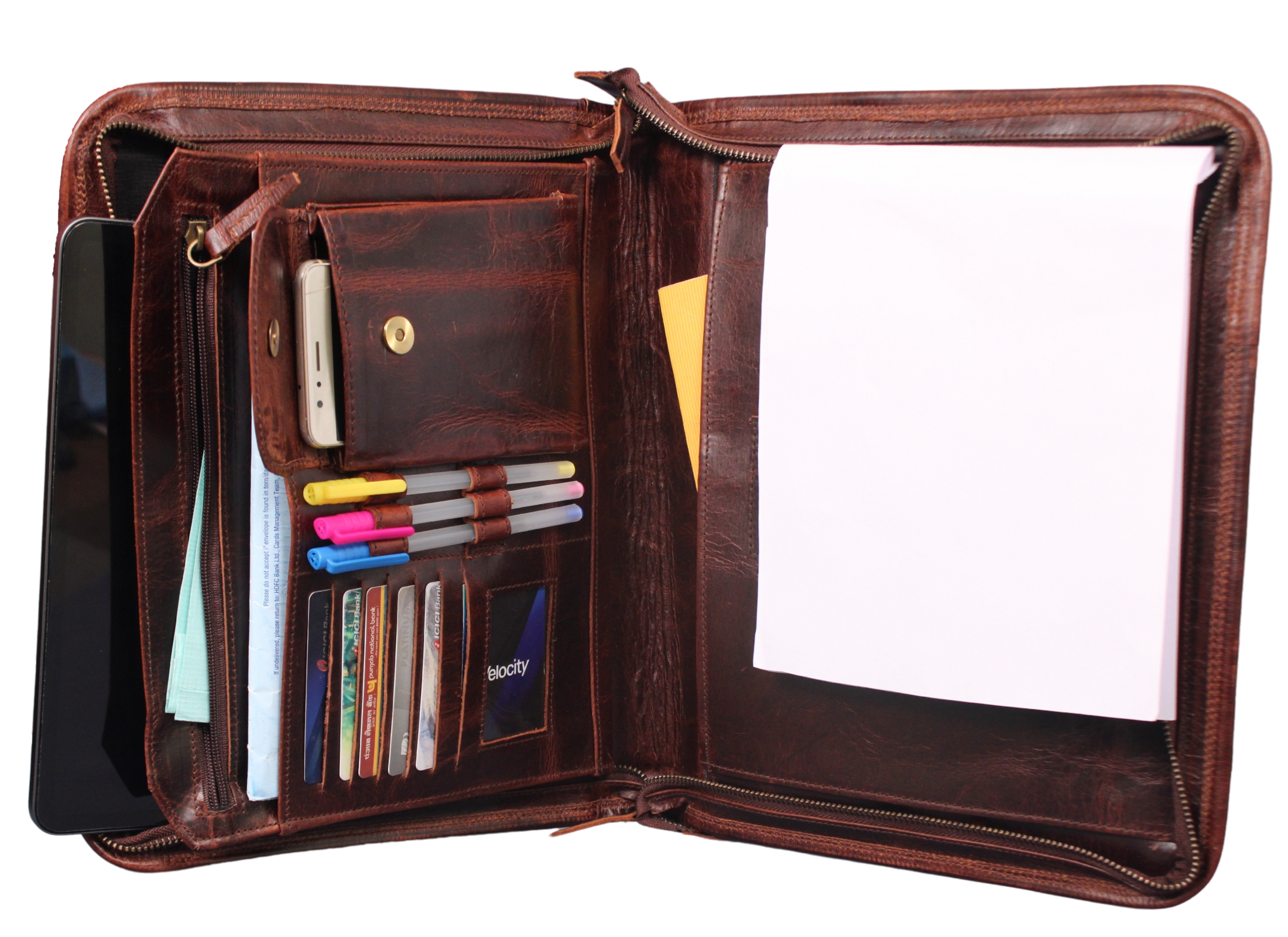  Buffalo Leather File folder Business Padfolio iPad Holder Document Organizer